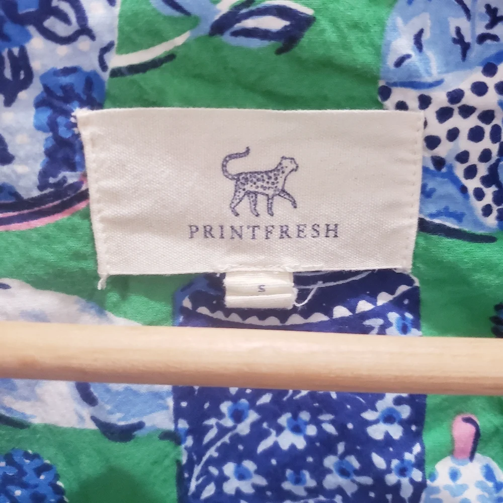 Printfresh Organic Cotton Fancy Cat Print Pajama Top Size Small - Picture 8 of 10